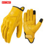 Leather Motorcycle Gloves Men Women Touch Screen Motorcyclist Riding Gloves Retro Breathable Motorbike Motocross Gloves Yellow