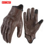 Leather Motorcycle Gloves Men Women Touch Screen Motorcyclist Riding Gloves Retro Breathable Motorbike Motocross Gloves Yellow