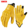 Leather Motorcycle Gloves Men Women Touch Screen Motorcyclist Riding Gloves Retro Breathable Motorbike Motocross Gloves Yellow