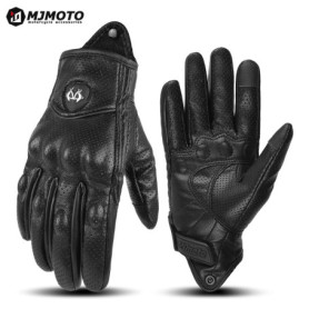 Classic Retro Motorcycle Leather Gloves Summer Breathable Motocross Gloves CE Certified Motobiker Gloves Men Women Biker Gloves