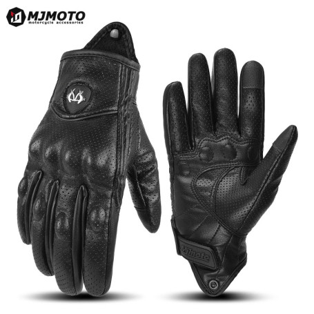 Classic Retro Motorcycle Leather Gloves Summer Breathable Motocross Gloves CE Certified Motobiker Gloves Men Women Biker Gloves