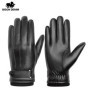 BISON DENIM Men's 100 Sheepskin Leather Gloves High Quality Cashmere Lined Touchscreen Full Finger Mittens Winter Warm Gloves