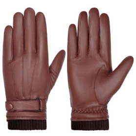 BISON DENIM Men's 100 Sheepskin Leather Gloves High Quality Cashmere Lined Touchscreen Full Finger Mittens Winter Warm Gloves