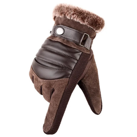 LA SPEZIA Winter Gloves Men Real Pigskin Leather Gloves Black Warm Thick Driving Brand Touch Screen Gloves Luvas Windproof