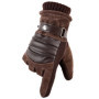 LA SPEZIA Winter Gloves Men Real Pigskin Leather Gloves Black Warm Thick Driving Brand Touch Screen Gloves Luvas Windproof