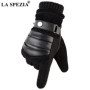 LA SPEZIA Winter Gloves Men Real Pigskin Leather Gloves Black Warm Thick Driving Brand Touch Screen Gloves Luvas Windproof