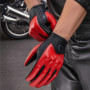 Retro Red Leather Motorcycle Gloves Men Women Breathable Perforated Motorbike Racing Gloves Touch Screen Motocross