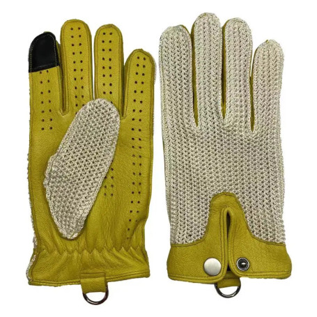 Lambskin Gloves for Men Autumn Breathable Mesh Riding Anti Slip Touch Screen Mittens Male Real Leahter Unlined Locomotive Luvas