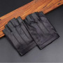 Winter Men Genuine Leather Gloves Touch Screen High Quality Black Wrist Breathable Sheepskin Driving Short Design Glove G581