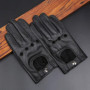 Winter Men Genuine Leather Gloves Touch Screen High Quality Black Wrist Breathable Sheepskin Driving Short Design Glove G581
