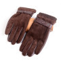 NewMen's Classical 100 Real Suede Leather Goat Skin Winter Warm Fashion Motorcycle Driving Riding Touch Screen Short Gloves