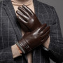 Genuine Leather Gloves For Men Male Sheepskin Touch Screen Winter Warm Windproof Mittens Driving Cycling Motorcycle Men's Gloves