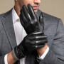 Genuine Leather Gloves For Men Male Sheepskin Touch Screen Winter Warm Windproof Mittens Driving Cycling Motorcycle Men's Gloves