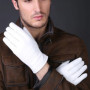 Men's Fashion Genuine Leather Winter Warm White Ceremonial Sheepskin Short Gloves Police Mittens Full Finger sporting Gloves