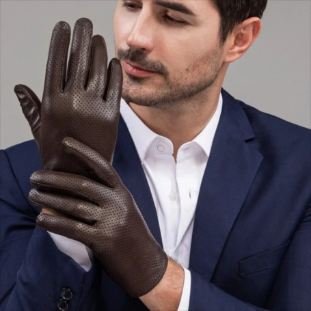 Genuine Leather Men's Gloves Warm Insulation Touchscreen Sheepskin Leather Gloves Breathable Motorcycle Gloves for Men