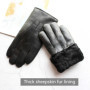 Winter Thickened Warm Leather Gloves Men Enlarged Sheepskin Fur Lining Outdoor Wind and Cold Resistant Motorcycle Riding