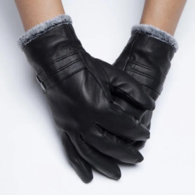 Lovers Cowhide Genuine Leather Gloves Winter Thick Warm Fleece Lining Driving Mittens Men Women Cow Wear-Resisting Riding Gloves