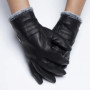 Lovers Cowhide Genuine Leather Gloves Winter Thick Warm Fleece Lining Driving Mittens Men Women Cow Wear-Resisting Riding Gloves