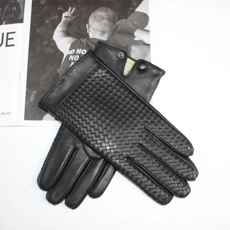Men's imported sheepskin gloves with touch screen and high-end genuine leather woven gloves