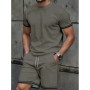 New European & American Style Men's Summer Loose-Fit Set Men's Crew Neck Short-Sleeve Top & Athletic Casual Shorts Two-Piece Set