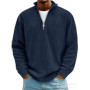 Men's Quarter Zip Corduroy Polo Shirt Long Sleeve Casual Stand Collar Pullover for Daily Wear Streetwear