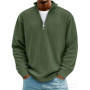 Men's Quarter Zip Corduroy Polo Shirt Long Sleeve Casual Stand Collar Pullover for Daily Wear Streetwear