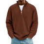 Men's Quarter Zip Corduroy Polo Shirt Long Sleeve Casual Stand Collar Pullover for Daily Wear Streetwear