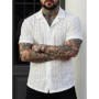 Summer Men's Clothing Mesh See Through Mesh Sexy Shirt Short Sleeve Fishnet Button-down Retro Chic Streetwear Party Blouse S-2XL