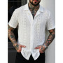 Summer Men's Clothing Mesh See Through Mesh Sexy Shirt Short Sleeve Fishnet Button-down Retro Chic Streetwear Party Blouse S-2XL