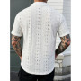 Summer Men's Clothing Mesh See Through Mesh Sexy Shirt Short Sleeve Fishnet Button-down Retro Chic Streetwear Party Blouse S-2XL