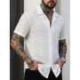 Summer Men's Clothing Mesh See Through Mesh Sexy Shirt Short Sleeve Fishnet Button-down Retro Chic Streetwear Party Blouse S-2XL