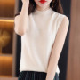 Women Sweater Casual Warm Spring Autumn Bottoming Shirts Mock Neck Basic Knitwear Sleeveless Pullovers Korean Fashion Jumper