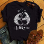 Cotton 100 Women's Short Sleeve Explosive Hedgehog Print Fashion Crew Neck T-shirt Oversized T Shirt Aesthetic Clothes Tops