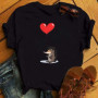 Cotton 100 Women's Short Sleeve Explosive Hedgehog Print Fashion Crew Neck T-shirt Oversized T Shirt Aesthetic Clothes Tops