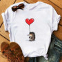 Cotton 100 Women's Short Sleeve Explosive Hedgehog Print Fashion Crew Neck T-shirt Oversized T Shirt Aesthetic Clothes Tops