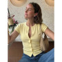 Women's Solid Slim-fit Crew Neck T-shirt Casual Cardigan T-shirt Summer Office Lady Vacation Female Tops 2026 Fashion Summer New