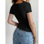 2025 New Summer Y2k Tops Womens Causal Basic T-Shirts Scoop Neck Short Sleeve Crop Tops Cute Slim Fit Tees Pullovers Clothing
