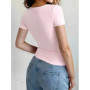 2025 New Summer Y2k Tops Womens Causal Basic T-Shirts Scoop Neck Short Sleeve Crop Tops Cute Slim Fit Tees Pullovers Clothing