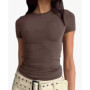 2025 New Summer Y2k Tops Womens Causal Basic T-Shirts Scoop Neck Short Sleeve Crop Tops Cute Slim Fit Tees Pullovers Clothing