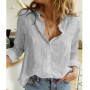 Women Casual Long Sleeve Cotton Linen Loose Shirt Elegant Solid Harajuku Lapel Blouse Vintage Oversize Tops Y2K Streetwear Tunic