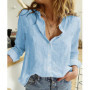 Women Casual Long Sleeve Cotton Linen Loose Shirt Elegant Solid Harajuku Lapel Blouse Vintage Oversize Tops Y2K Streetwear Tunic