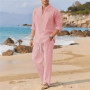 Men's Fashionable Stand Collar Long Sleeve Long Pants Shirt Set Spring Summer New Arrival Casual Sportswear
