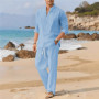 Men's Fashionable Stand Collar Long Sleeve Long Pants Shirt Set Spring Summer New Arrival Casual Sportswear