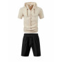 New summer men's linen outfit A versatile and stylish casual sports short-sleeved short-pants set for shopping and beach outings