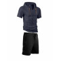 New summer men's linen outfit A versatile and stylish casual sports short-sleeved short-pants set for shopping and beach outings