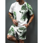 Summer New Arrival Wolf Print 3D Pattern Casual Men's Set Short-Sleeve Shirt and Shorts Two-Piece Set Everyday Casual Men's Wear