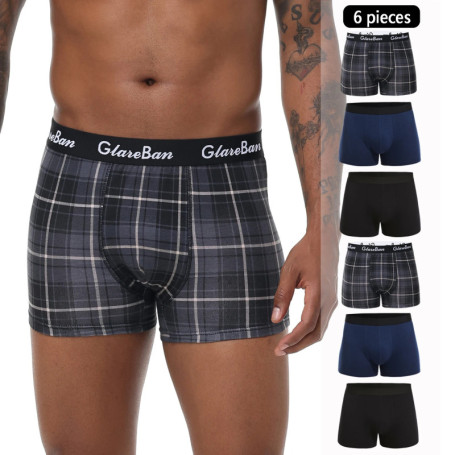 6pcs pack plaid Style Boxer Shorts Men Cotton Underwear Soft Breathable Male Underpants for Men Homme Boxershorts Slips Panties