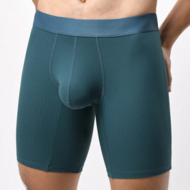 Men's Boxer Shorts Ice Silk Underwear Solid Sexy Panties For Man Breathable U Pouch Middle Long Leg Underpants Cueca Calzoncillo