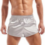Summer Men Fashion Homewear Robes Shorts Pure Color Silk Satin Pajama Sleepwear Loungewear Underwear
