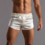 Summer Men Fashion Homewear Robes Shorts Pure Color Silk Satin Pajama Sleepwear Loungewear Underwear